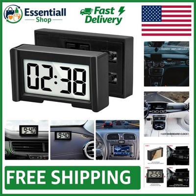 Compact Battery-Operated Digital Dashboard Clock with Stopwatch Function   Black
