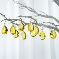 10pcs Bauhinia Crystal Suncatcher Prisms Chandelier Beads Replacement Yellow