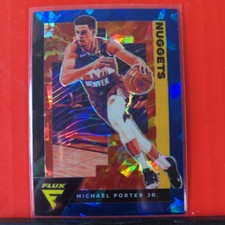 2020-21 Panini Flux #45 Michael Porter Jr. Blue Cracked Ice Prizm Denver Nuggets