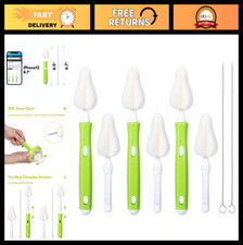 8-Piece Baby Bottle Brush Set with Nipple Cleaners, Replacement Heads  Straw Br