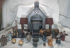 Maurice & Kelly Dallas Handcrafted Wooden Nativity 19 Pieces, Missing Parts