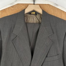 VTG Evan Picone Suit Mens 40R Gray Windowpane 2 Button Wool Pants 34x29 Canvased