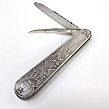 RARO antico coltello da frutta pieghevole vittoriano ornato argento e raccogli posate Rogers