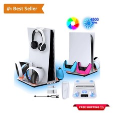 4-in-1 PS5 Cooling Stand with RGB Light Dual Controller Docking Station