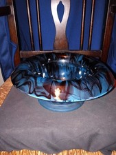 Art Deco George Davidson Clouded Indigo Glass Bowl 9"Diameter 4"High. Immaculate