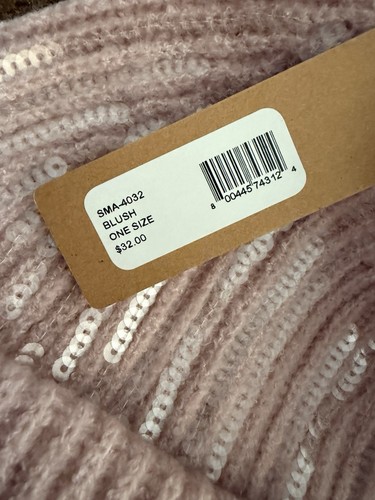Steve Madden Pink Sequin Beanie Cap Hat Knit $32 New - Picture 4 of 5