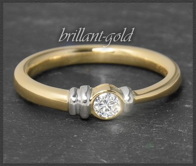 Diamant Solitär Ring mit 0,20ct Brillant, 750 (18 Karat) bicolor Gold Damenring