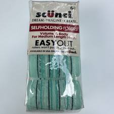 Vintage Scunci 6 Easy Out Rollers Green Medium 6 Made In Italy Self Holding