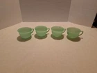 Fire King Jadeite "Jane Ray" Design Tea Cup Ribbed Anchor Hocking Lot of 4