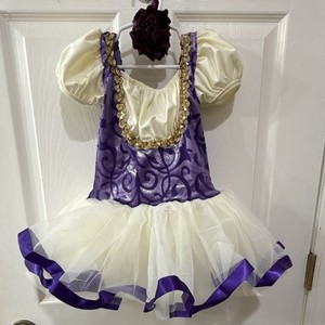 A Wish Come True 24237 Dance Dress, Size ISC, Purple/White/Gold Stretch