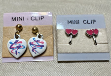 Clip on Earrings For Girls Hearts Drop Dangle 80  s Style  Double Heart A 