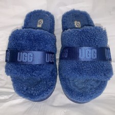 UGG Blue Fluffita Sheepskin Women's Slippers Sz 8 EU 39 Adjustable Strap
