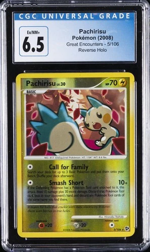 2008 POKEMON GREAT ENCOUNTERS REVERSE HOLO #5/106 PACHIRISU CGC 6.5