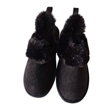 NWB Isaac Mizrahi Live Microsuede Bootie Slippers Faux Fur Black Womens Size 7