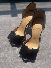 Christian Louboutin Open Toe Pumps Patent Leather Black Women's Size EU36/US6