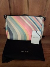 Image of PAUL SMITH SWIRL Pochette Women's Leather stripe Cross body Shoulder BAG