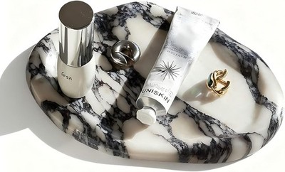 Natural Marble Vanity Tray, Small Irregular Marble Dish for Jewelry,