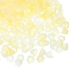 300Pcs 0.3x0.4" Acrylic Frosted Flower Beads Flower Bead Caps, Yellow