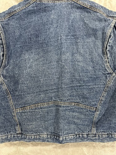 Faded Glory Denim Jacket Mens L Blue Hooded Full Zip Quilted Ramie Grunge VTG - Picture 17 of 24