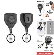 Heavy Duty Retractable Badge Reel 31.5 Inch 8 oz Pull Force 2 Pack Steel Wire