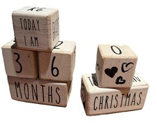 Main Event Baby Milestone Blocks Wooden Photo Months Weeks Days Holidays Set