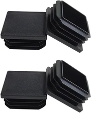 4 Pack 1.5 Inch Square Tube End Cap Plastic Plugs, 1 1/2 inch, Black 
