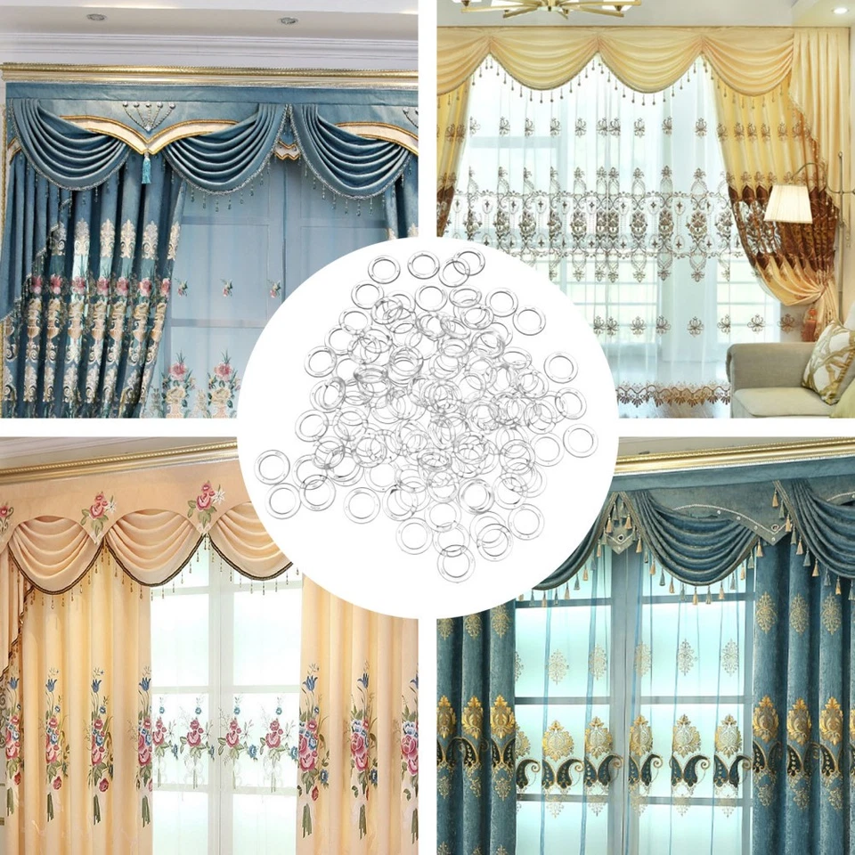 100pcs Curtain Rings Plastic Rings Tension Rod Plastic Buckles Window Hanger - Image 3 of 4