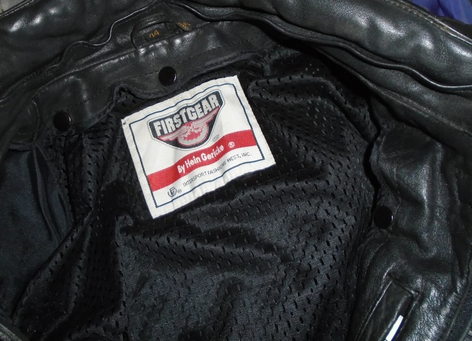 Motorcycle Jacket Heavy Duty Leather Mens 44 R First Gear By Hein Gericke - Image 3 of 4