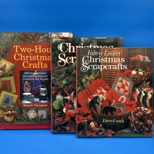 3 Christmas CRAFT BOOKS Lot vtg 1990s Scrapcrafts Two-Hour Decor Gifts Bazaars