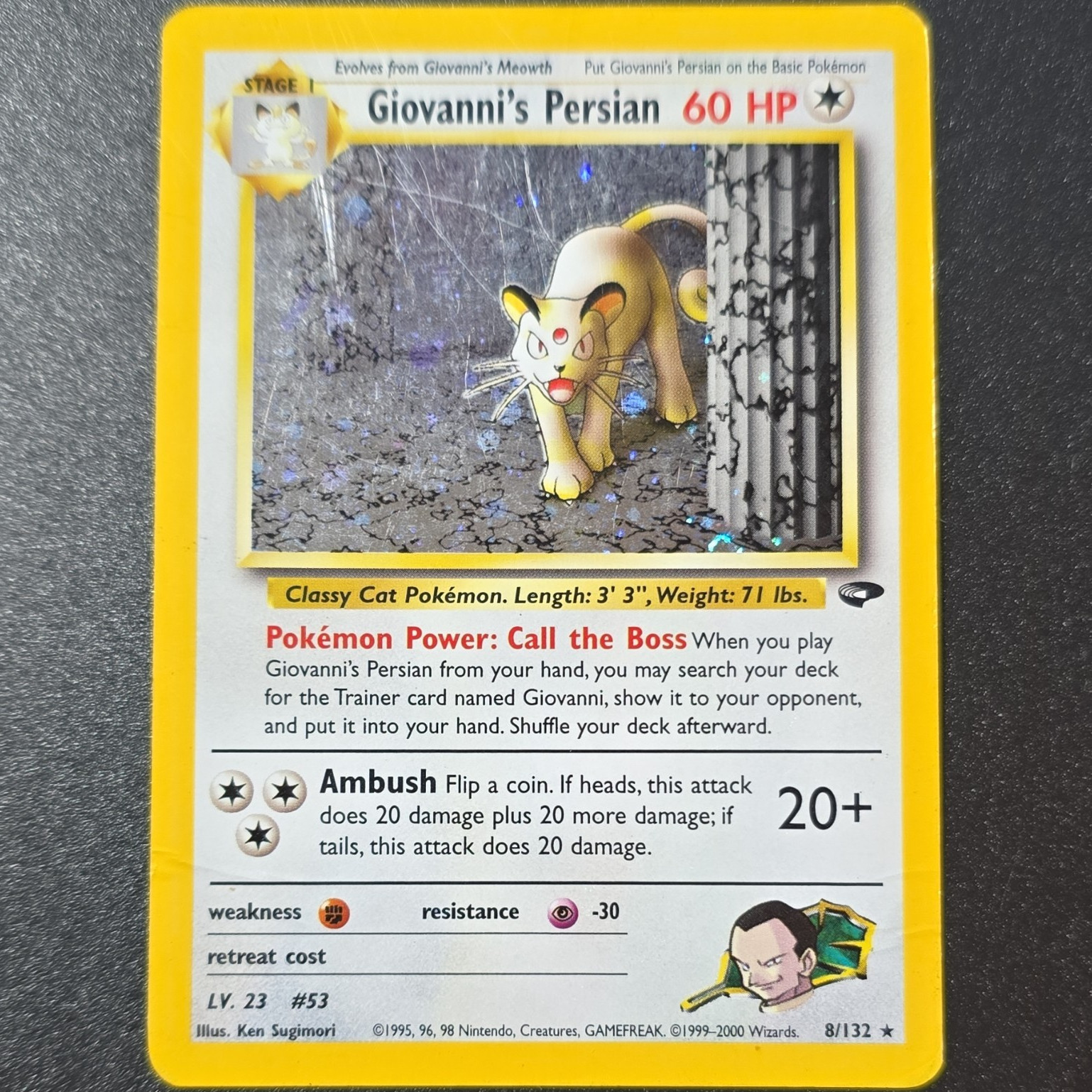 Pokemon TCG Giovanni's Persian 8/132 Gym Challenge Holo Rare Unlimited 60 HP