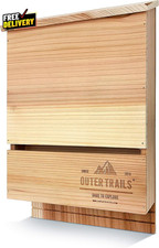 Bat House Outdoor Bat Habitat Natural Cedar Wood 3 Chamber