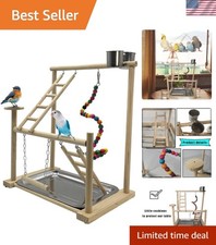 Interactive Parrot Play Gym with Climbing Ladders and Feeding Cups - 14.5in