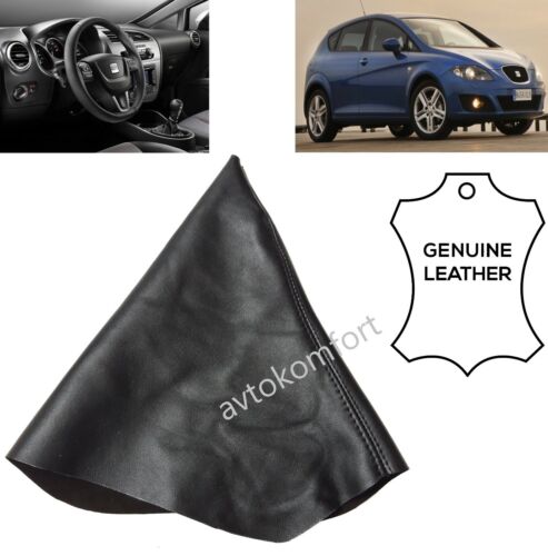 Especially For Seat Leon 2005-2013 Genuine Leather Gaitor Cover Gaiter Black  - Picture 1 of 8