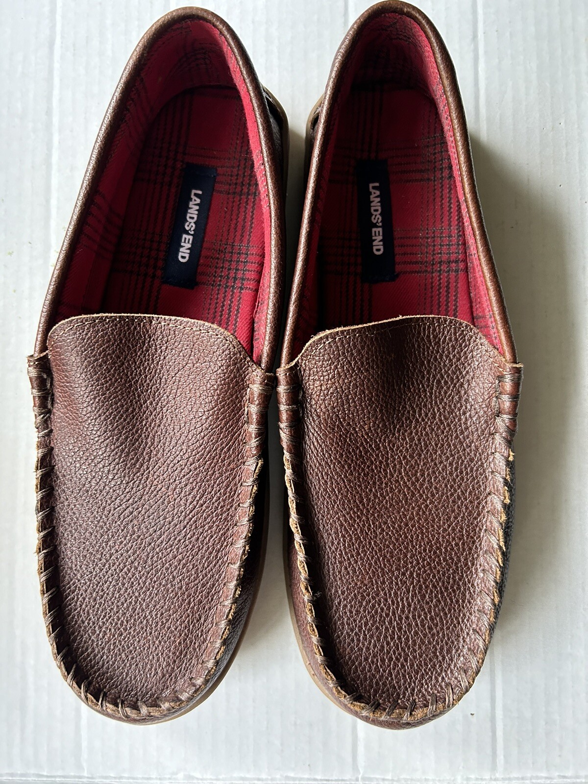 SAOLA Lands End brown Leather slippers with rubber sole Men's size 10