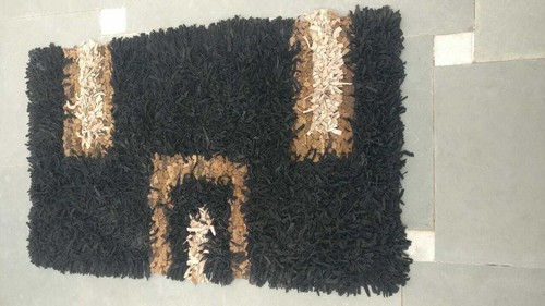 Shaggy Rugs CD Design Small Cotton Pure Leather Cutting Carpet Black-Cream Decor - Picture 2 of 4
