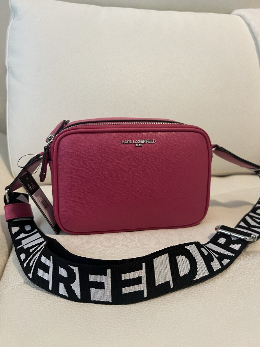 Karl Lagerfeld Paris Fuchsia Pink Camera Crossbody Hand Bag NWT