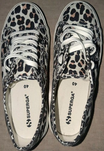 SUPERGA Platform Sneaker Light Beige Leopard Size 9 - Picture 4 of 5