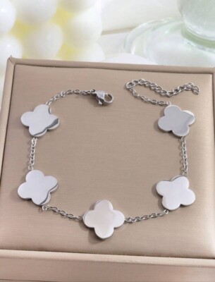 Clover Lucky Silver Bracelet Cute Link Bracelets Jewelry For