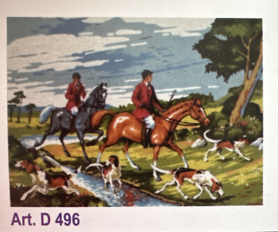 Printed needlepoint canvas 45x60cm  Canvas Only Gobelin Diamant Hunting