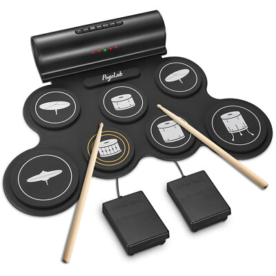 POGOLAB 7 Pads Electronic Drum Set Roll Up Built-in Dual Speakers for Beginner