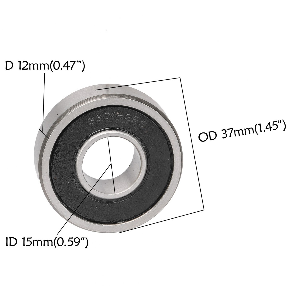 Rodamiento De Bolas 6301 Ddu Cm Nsk 12x37x12 Mm Rozante En Ambos Lados