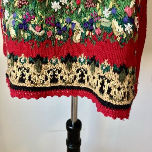 Vintage HEIRLOOM COLLECTIBLES Petite Embroidered Christmas Tree Sweater—SZ. PM - Picture 6 of 16