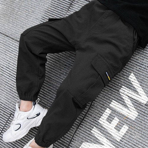 Kids Boys Elastic Waistband Cargo Dungarees Pants Sports Casual Jogger Trousers - 第 1/12 張圖片
