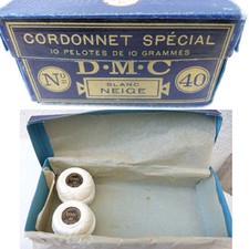 1 BOITE contenant 2 PELOTES DE 10 GR CORDONNET SPECIAL DMC 40 BLANC NEIGE