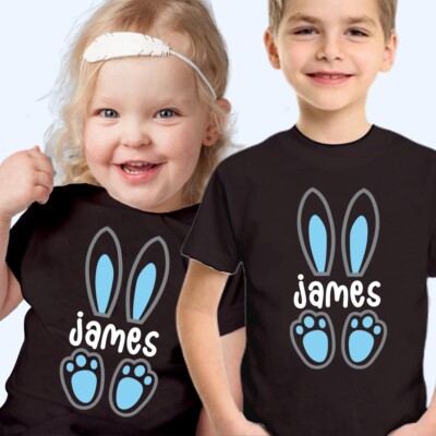 TSHIRT (1031) Personalisiert Kinder Osterei Shirt Individuell Name Kind Hase T-Shirt