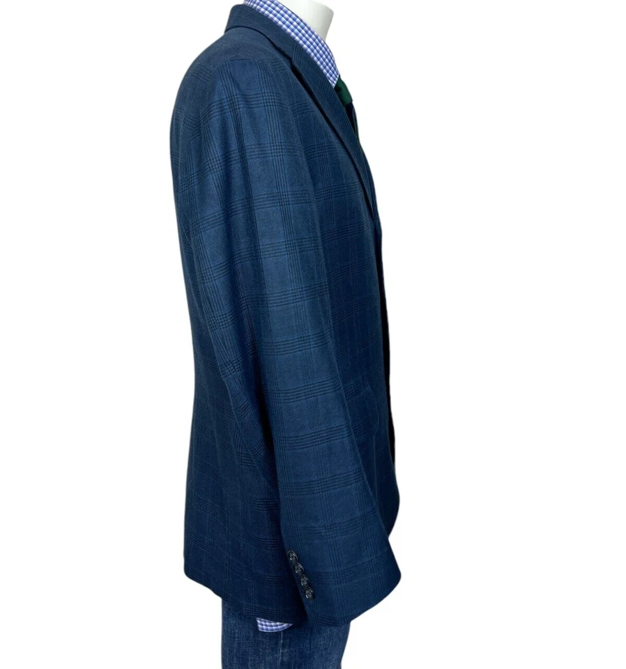Abrigo Chaqueta Deportivo Harold Powell Azul Glen Cuadros Lana BAMBOO Para Hombre 42R Bonito. Foto 4 de 4