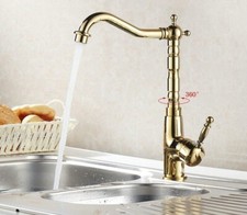 Gold Color Brass Swivel Bathroom Kitchen Bar Vessel Sink Faucet Mixer Tap ssf097