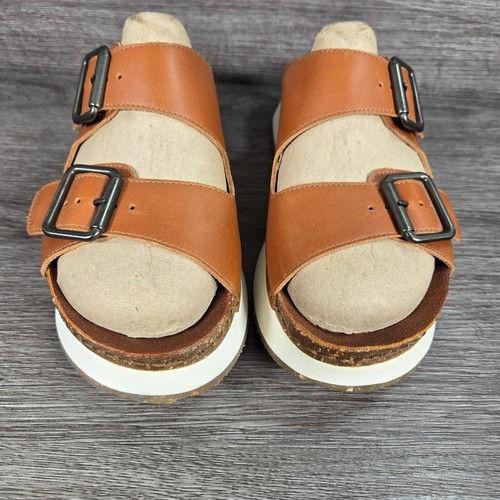 The Art Company Mykonos Brown Leather Double Strap Buckle Sandals Size UK 6.5 - Imagen 6 de 18