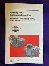 Briggs&Stratton Operating and Maintenance Instr-Model Series170700/190700/1917..