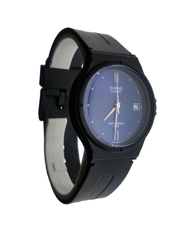 Casio MW 60 2A Round Blue Dial Date Black Resin Casual Watch 50 M Water  Resist | eBay